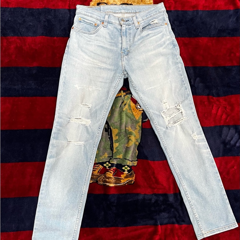 Levi's Blue Slim Jeans with Distressed Details